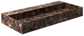 Saniclear Dark Emperador marmeren wastafel 100x46cm zonder kraangat