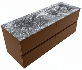 Mondiaz Vica DLux badmeubel 130cm rust 4 lades met wastafel lava dubbel 2 kraangaten