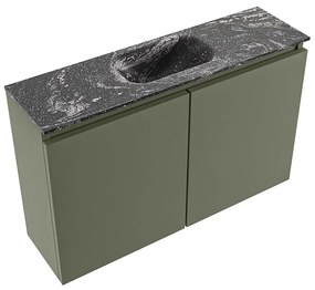 Mondiaz Ture DLux toiletmeubel 80cm army met wastafel lava midden zonder kraangat