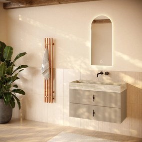 Muebles Murcia badmeubel ribbelfront 100cm macchiato met White Travertin wastafel zonder kraangat