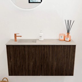 Mondiaz Joya DLux 80cm toiletmeubel walnut met wastafel faye links 1 kraangat opalo