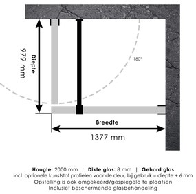 Brauer JC profielloze douchecabine 140x100cm gunmetal geborsteld