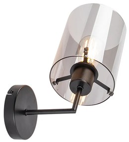 Design wandlamp zwart met smoke glas - Dome