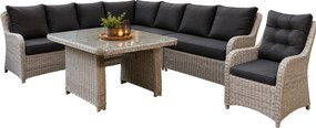 Showroommodel Bilbao hoek dining loungeset 6-delig wit grijs