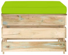 vidaXL Hocker sectioneel met kussen groen geïmpregneerd hout