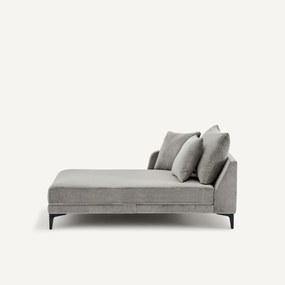 Longchair in stone-kleurig fluweel, MODERNISTE, ontwerp van Emmanuel Gallina
