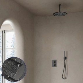 Saniclear Iron Curved inbouw regendouche met 30cm hoofddouche en plafondarm verouderd ijzer - gunmetal