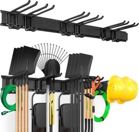VEVOR Garage Tool Organizer, maximaal draagvermogen van 800 lbs, wandgemonteerde tuinopslagrekorganisatie, zwaar uitgevoerd met 6 verstelbare haken en 3 rails, f<s:1> r tuingereedschap