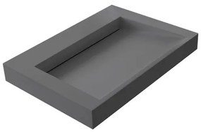 Thebalux Type Glacier wastafel 60x46x8cm 0 kraangaten 1 wasbak Rechthoek solid surface antraciet mat 3GC60016GR