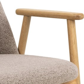 RODERIC Beige Latte (stof Monza 60) / gelakt eikenhouten frame – HOUTEN BOUCLÉ RETRO STOEL