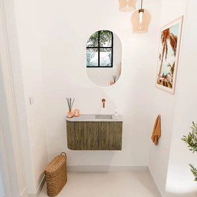 Mondiaz Joya DLux 70cm toiletmeubel ronding links dusk met wastafel faye rechts zonder kraangat glace