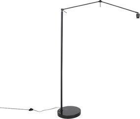 Moderne vloerlamp zwart met kap goud 50 cm - Editor