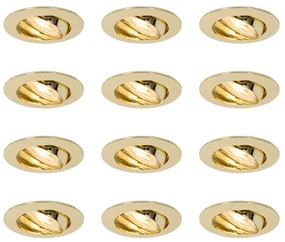 Set van 12 inbouwspots messing GU10 35mm - Edu Modern GU10 rond Binnenverlichting Lamp