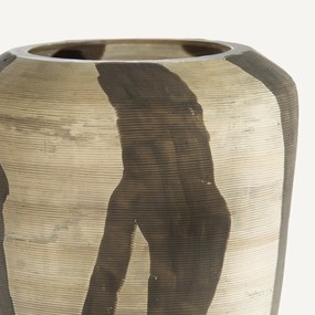 Beschilderde glazen vaas met matte strepen, H26,5 cm, Hedi