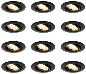 Set van 12 inbouwspots zwart GU10 35mm - Edu Modern GU10 rond Binnenverlichting Lamp
