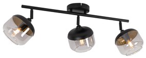 Design Spot / Opbouwspot / Plafondspot zwart met goud en smoke glas 3-lichts - Kyan Design E14 Binnenverlichting Lamp