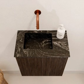 Mondiaz Joya DLux 40cm toiletmeubel walnut met wastafel faye links zonder kraangat lava