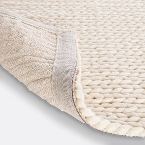 Vierkant wollen vloerkleed met tricot effect, Diano