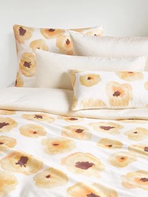 Katoensatijnen dekbedovertrek Fiorella met bloemenprint