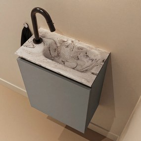 Mondiaz Ture DLux toiletmeubel 40cm smoke met wastafel glace rechts met kraangat