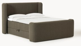 Bouclé boxspring bed Perla met opbergruimte