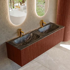 Mondiaz Kurve-dlux 150cm badmeubel ruby met 2 lades en wastafel stor small dubbel 2 kraangaten lava