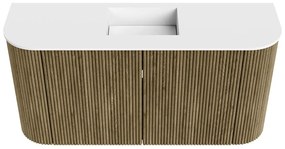 Mondiaz Joya 85cm toiletmeubel ronding links/rechts dusk met wastafel faye midden 1 kraangat talc