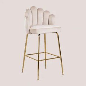 Verpakking Van 2 Hoge Krukken In Markina Fluweel Beige – Crème & ↑75 Cm - Sklum