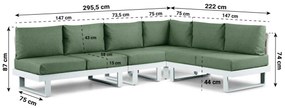 Hoek loungeset 6 personen Aluminium Wit  Lifestyle Garden Furniture Lorenzo