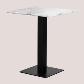 Vierkante Bar Tafel Van Livanto Marmer Wit Marmer & ↔︎ 60 Cm & Zwart - Sklum
