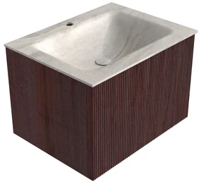Mondiaz Kurve-dlux 60cm badmeubel ruby met 1 lade en wastafel cloud midden 1 kraangat ostra