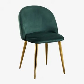 Kana Eetkamerstoel In Fluweel Jungle Groen & Goud - Sklum