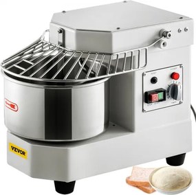 VEVOR Deegkneedmachine, 8 L roestvrijstalen deegmixer, 450 W, instelbaar (130/233/414 tpm), inclusief roestvrijstalen kom, veiligheidsschild, timer, ideaal voor bakkerijen, restaurants en pizzeria's