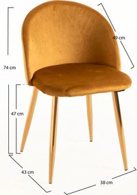 Set 4 Vint Fluwelen Golden Stoelen