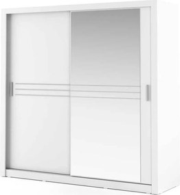 Kledingkast Cirdelu 112, Wit, 215x203x60cm, 185 kg, Kledingkast deuren: Schuivend, Aantal planken: 9, Aantal planken: 9