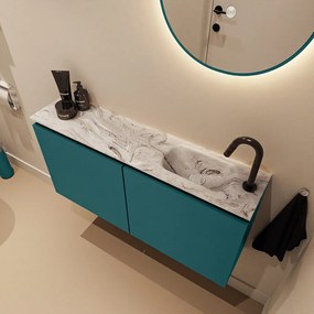 Mondiaz Ture DLux toiletmeubel 100cm smag met wastafel glace rechts met kraangat