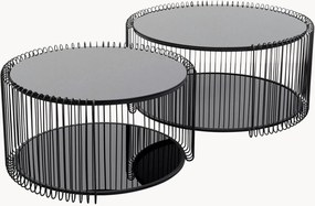 Salontafels Wire Double met glazen tafelblad, 2-delig