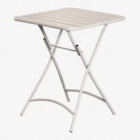 Vierkante Opvouwbare Tuintafel In Staal (60x60 Cm) Janti Tapioca Beige - Sklum