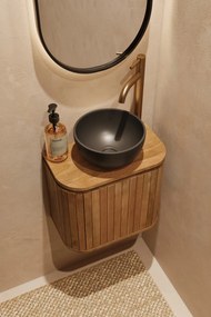 Livli Estrela toiletmeubel 40cm ribbelfront met mat zwarte waskom