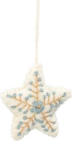 Hanger, vilt, witte ster met bloem, geborduurd