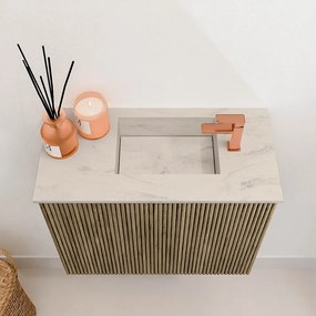 Mondiaz Joya DLux 50cm toiletmeubel dusk met wastafel faye rechts 1 kraangat opalo