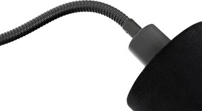 Wandlamp zwart met kap zwart schakelaar en flex arm - Merwe