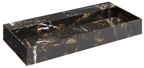 Muebles Murcia badmeubel ribbelfront 100cm eiken met Portoro Gold wastafel zonder kraangat