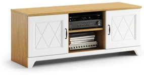 Televisiekast PROVENZA D2 Steen Eik/Wit Mat - TV-TAFEL VOOR RETRO WOONKAMER