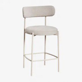 Anisa 65cm Hoge Kruk Met Gestoffeerde Rugleuning Tapioca Beige & Stof Chenille Gebroken Wit - Sklum