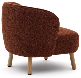 Kave Home Ulit Fauteuil Terracotta Boucle Met Houten Pootjes