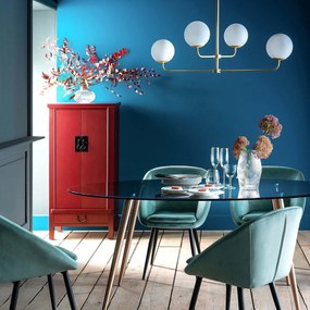 Hanglamp in messing en opaline glas, Moricio