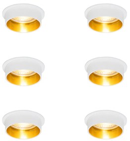 Set van 6 Moderne inbouwspot wit met gouden binnenkant - Insta GU10 Binnenverlichting Lamp