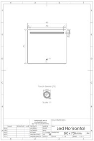 Gliss Design Horizontal spiegel met LED-verlichting en verwarming 80x70cm