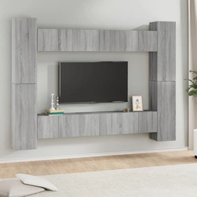 vidaXL 10-delige Tv-meubelset bewerkt hout grijs sonoma eikenkleurig